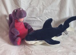 2 Plüschtiere Dino und Hai,  auch einzeln möglich