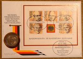 Münzbrief 1982 mit 2-DM Münze Theodor Heuss und Briefmarken