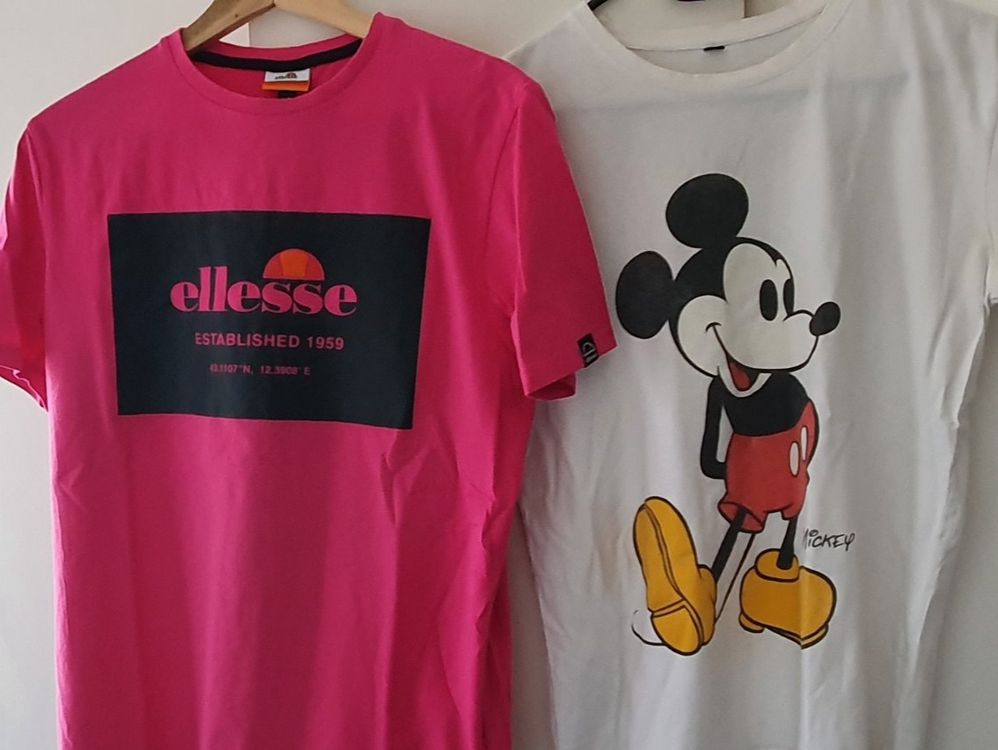 T-shirt Ellesse Homme Coton Blanc – Modèle Graphique – Taille L – Occasion Bon état