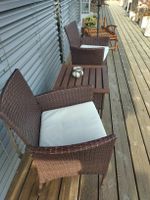 Gartensitzgruppe Rattan 2 Stühle 1 Tisch Balkon Terasse