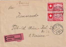 Abarten Landi 1939 auf Eil-Brief