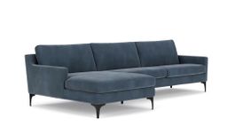 Sectional Sofa Blue Fabric Metal Legs good condition