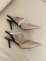RARITÄT - stylischer NAVYBOOT Pumps, nero/beige, 39