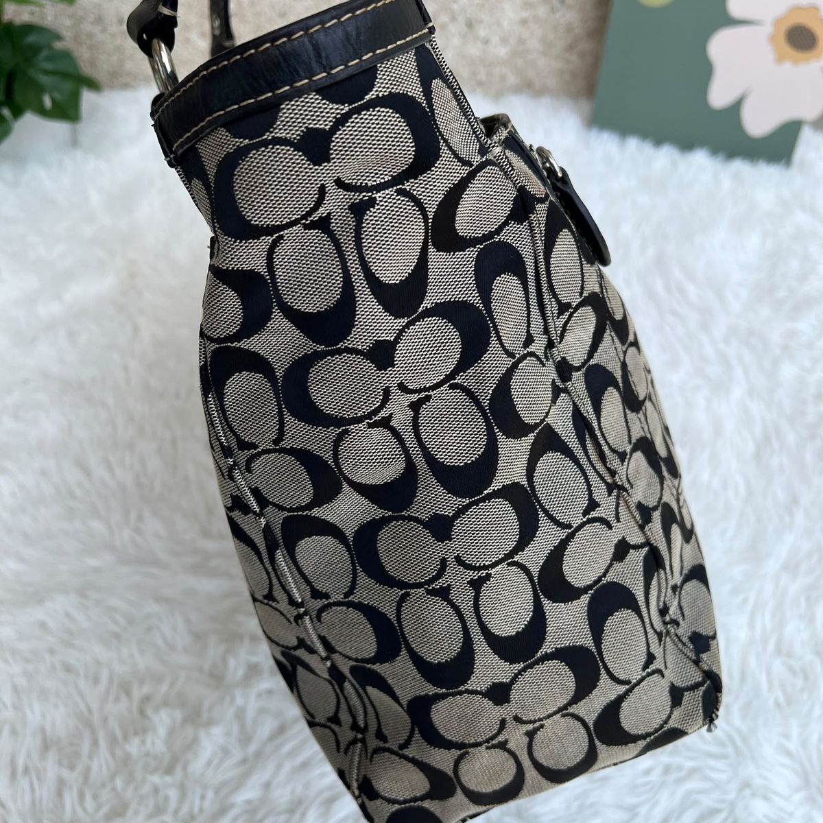 Coach Borse da donna: Coach Tasche Monogram Canvas Leder schwarz beige, Schoolbag – Usato da Eggenwil venduto da CNSRVINTAGE 3