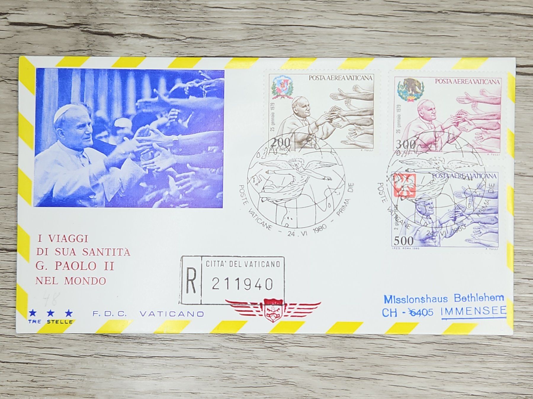 Tutti i francobolli: CL05 Enveloppe + Timbre Poste Vaticane 1980 – Usato da Cousset venduto da Patrick_Collections