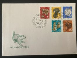 Pro Juventute FDC 1965 Nr. 210 - 214. Einheimische Wildtiere
