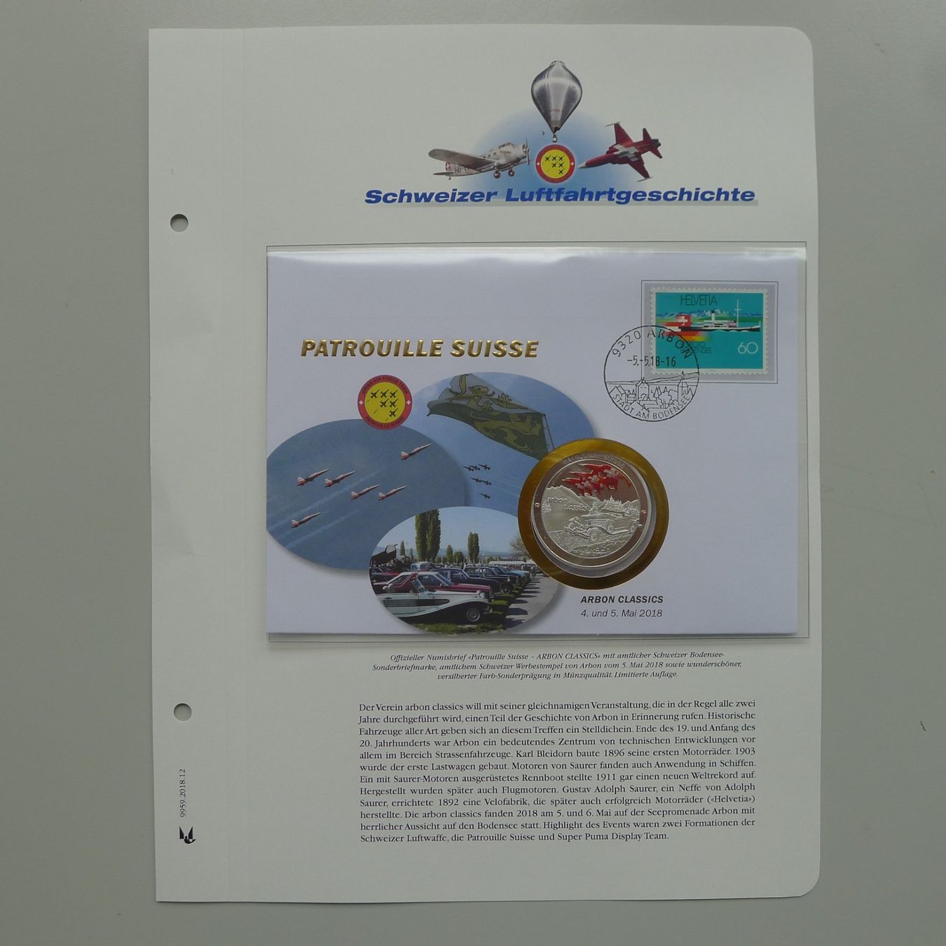 Tous les timbres: 2018 Numisbrief "Arbon Classics" 50 Jahre Patrouille Suisse – D'occasion à Sursee par Luzernerraute 4