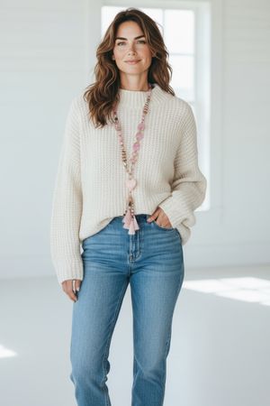 Damen Basic Strick Pullover stehe Kragen l xl