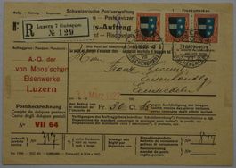 CH - Pro Juventute - Zst. Nr. J39 3er Streifen Einzugsmandat