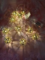 neu: LED Lichterkette goldfarbene Metallkugeln batteriebetri
