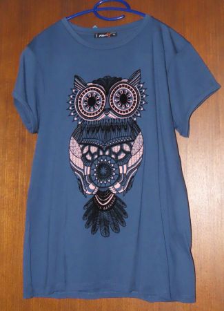 T-shirt hibou femme bleu taille XL neuf