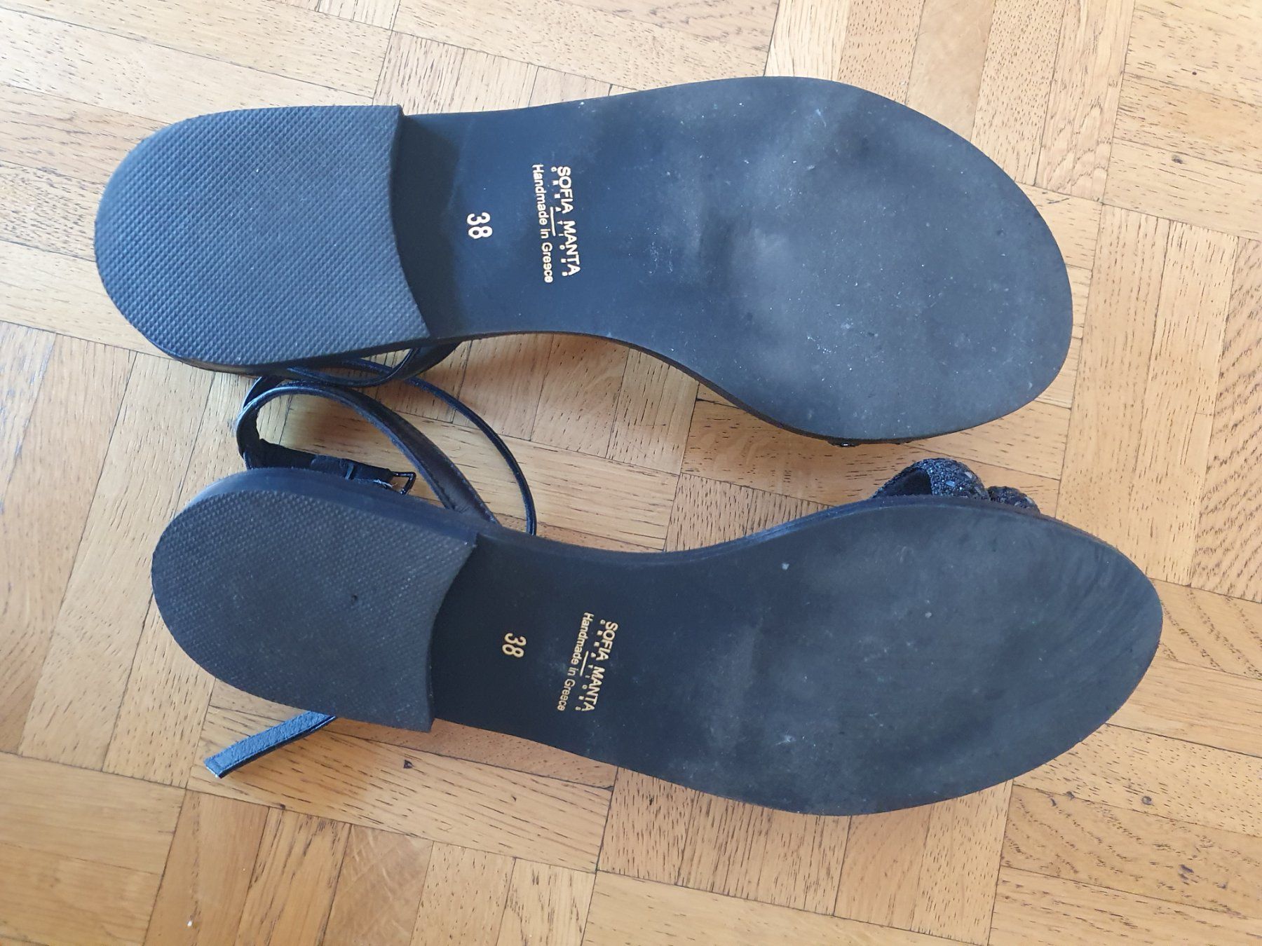 Scarpe da donna: Sandalen, schwarz mit Glitzer Gr. 38 – Nuovo (secondo la descrizione) da Genève venduto da sve_kk28 3