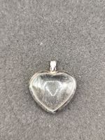 Vintage 925er Silber Herz Anhänger mit Bergkristall Top