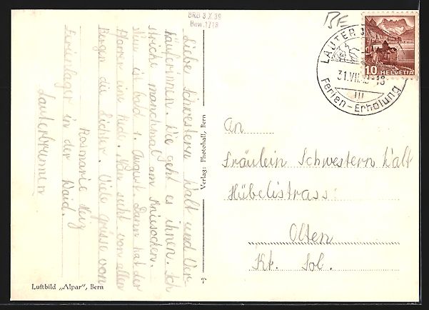 Ansichtskarten: Lauterbrunnen, Teilansicht mit Staubbach – Gebraucht aus Berlin von bartko-reher 1