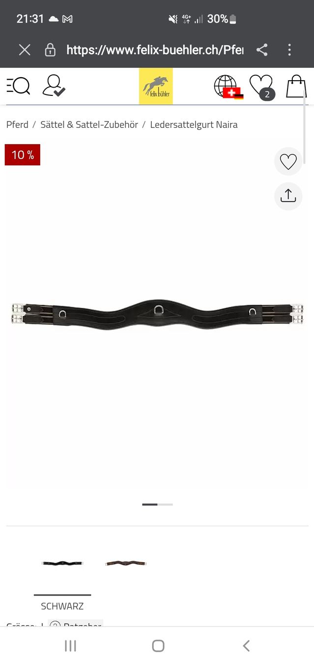 Selle & Accessori: Leder Sattelgurt 140cm Schwarz anatomisch – Usato da Brunnadern venduto da sarah2511 3