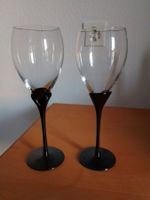 2er Set edle Weingläser Gläser mit schwarzem Fuss, neuwertig