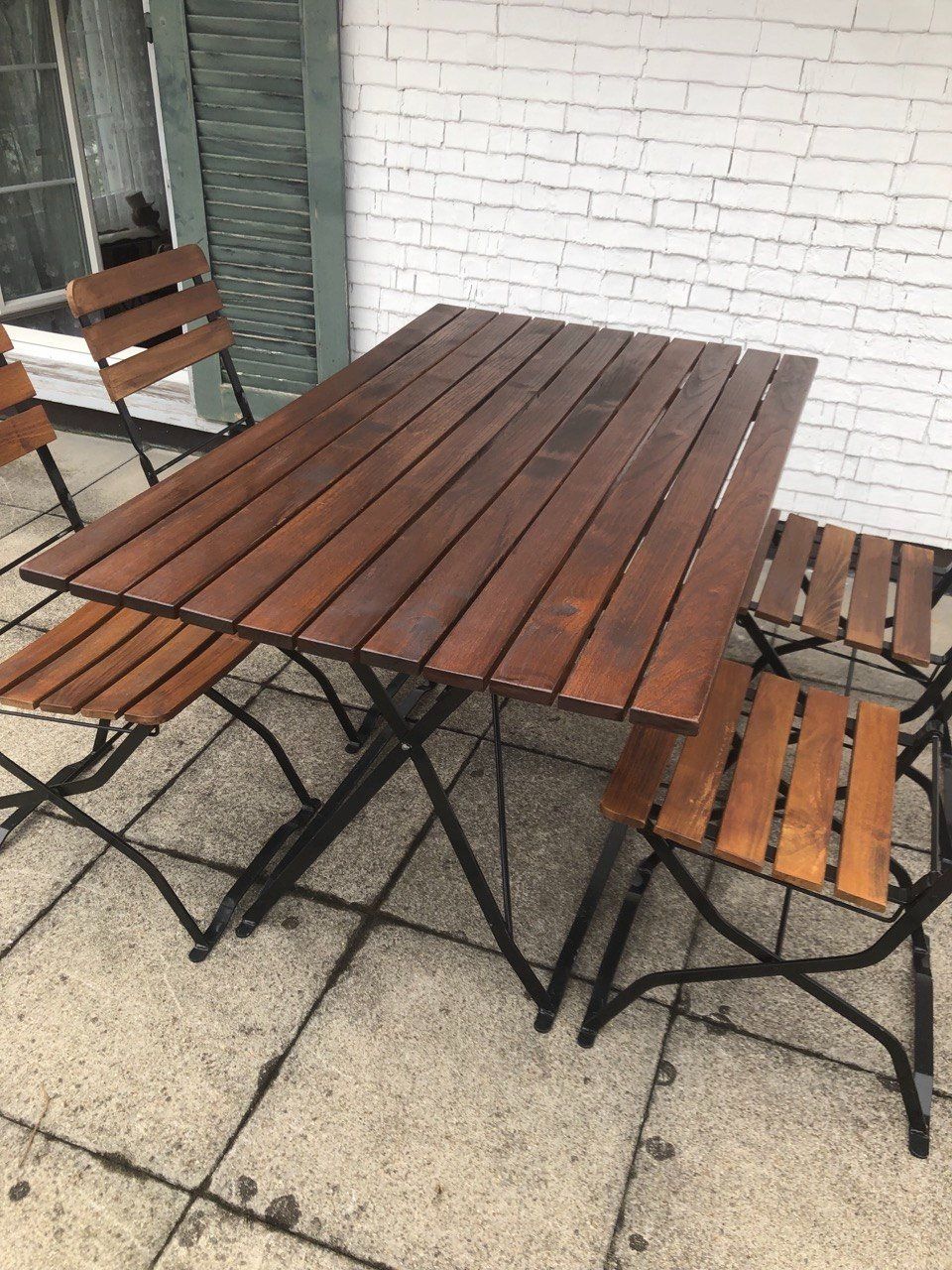Set de table et chaises: Gartentisch mit 4 Stühlen Holz Metall klappbar – D'occasion à Speicher par Ramtha1