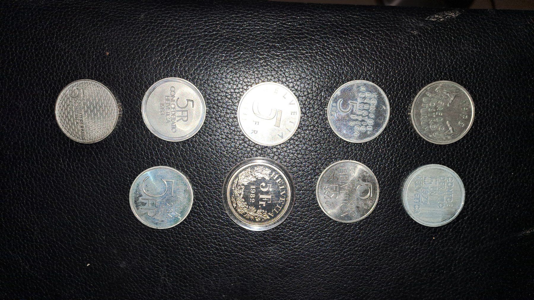 Alle Münzen: 9 pièces commémoratives de 5 francs suisses – Neu (gemäss Beschreibung) aus Montagny-la-Ville von ripasso01