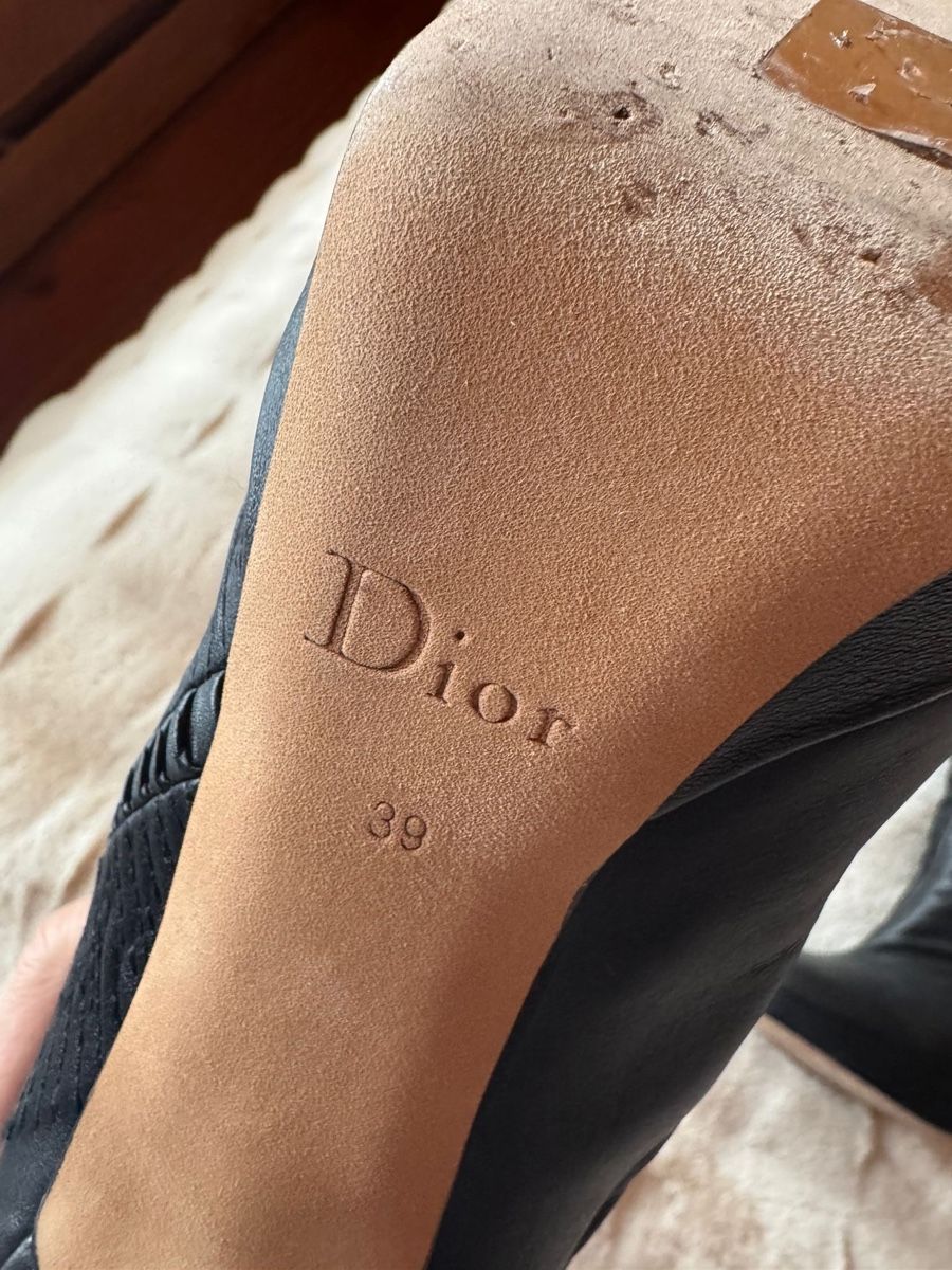 Dior Damenschuhe: Dior Black Leather High Heel Platform Boots 39 – Gebraucht aus Luzern von Antiquesonline 1