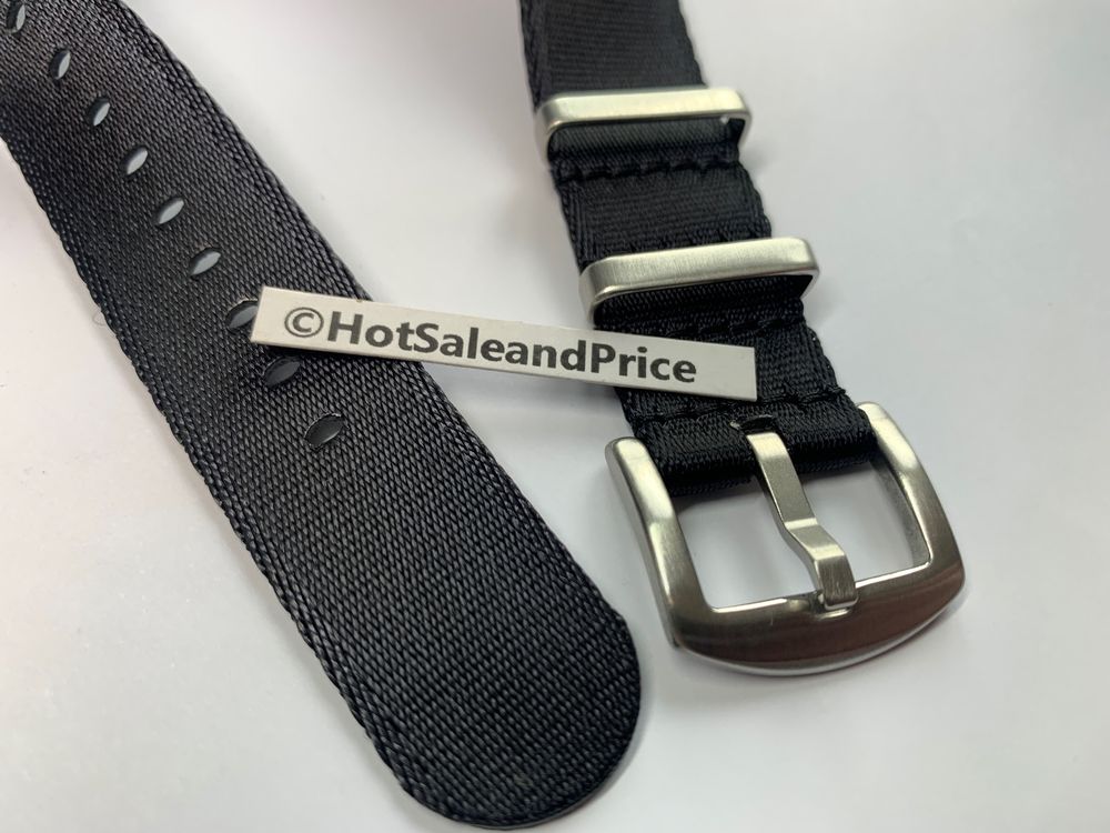 20mm Nato Textil Uhren-Armband schwarz, Nylon, Top-Qualität 3