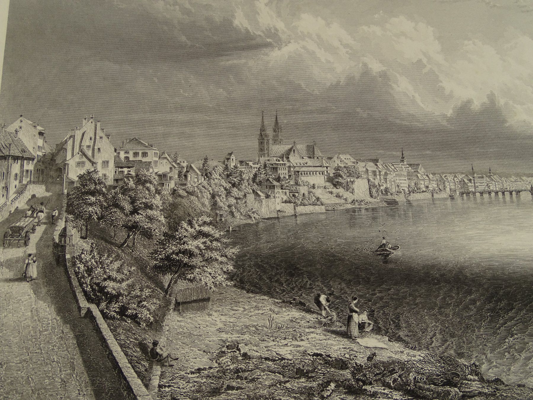 Stiche: BASEL PANORAMA, STAHLSTICH UM 1860 – Gebraucht aus Grüningen von Kartensammler 1