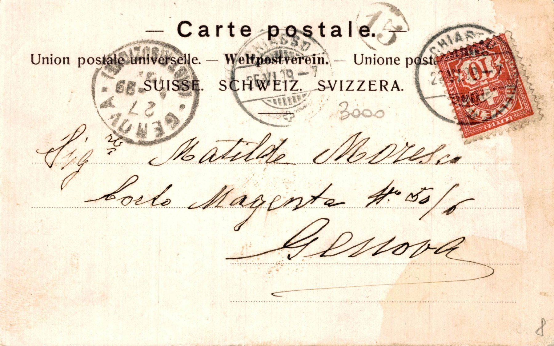 Cartoline postali: Lugano und Monte Salvatore, 1899 – Usato da Bronschhofen venduto da Astore 1