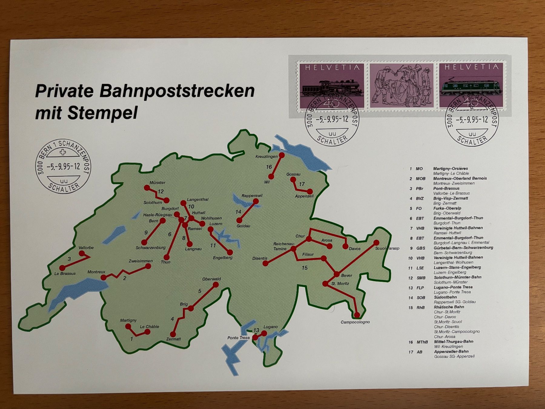 Tutti i francobolli: Private Bahnpoststrecken mit Stempel 1995 – Usato da Esslingen venduto da Danielp