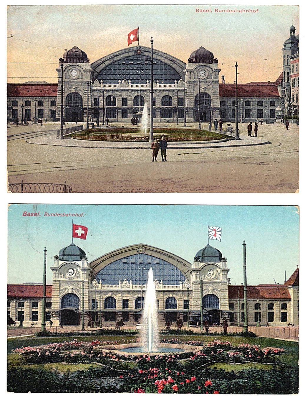 Cartoline postali: 2 Ansichtskarten Bundesbahnhof, Basel - gelaufen – Usato da Gossau ZH venduto da granby