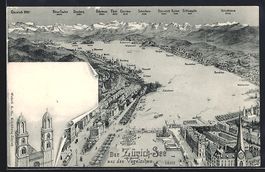 Zürich, Kirche, Der Zürich-See mit T
