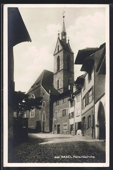 Cartoline postali: AK Basel, Partie an der Peterskirche – Usato da Berlin venduto da bartko-reher