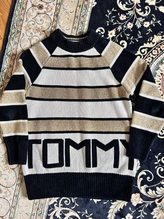 Tommy Hilfiger Sweater Glitter Stripes XS Gold Black Winter