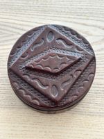Vintage braune runde Lederbox