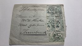 1900 Brief  5x UPU 5 Rp nach Innsbruck mit AK Stempel