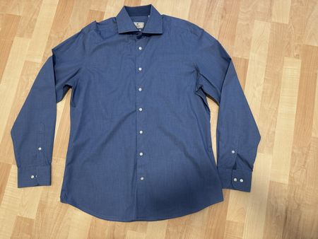 Hackett London Herrenhemd Gr. L Slim Fit blau Büro Business