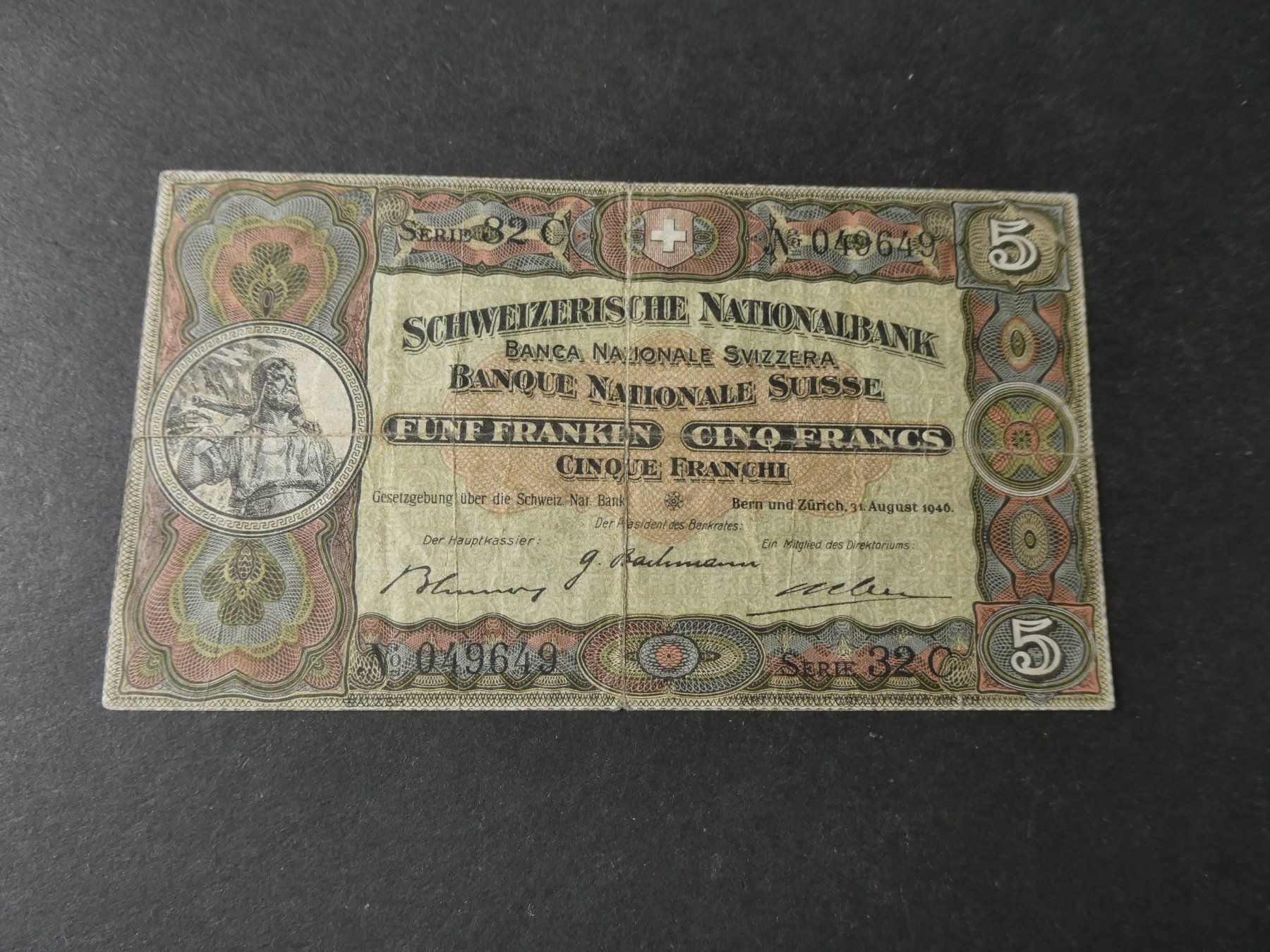 Banconote: Schweiz 1946, 5 Franken – Usato da Hinterforst venduto da Rohusri