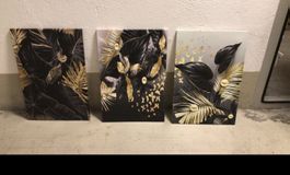 Ensemble de 3 tableaux décoratifs - Motifs tropicaux neufs