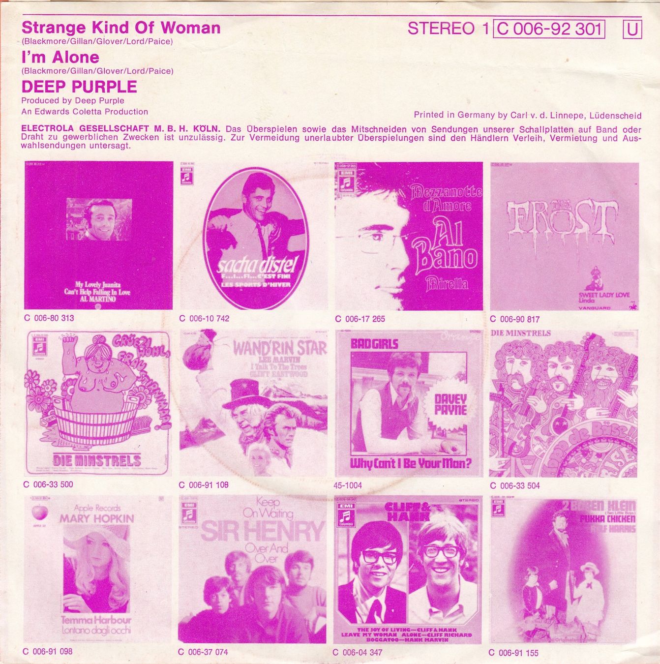 Dischi in vinile: Deep Purple Vinyl Single von 1971 – Usato da Volketswil venduto da Abcrecords 1