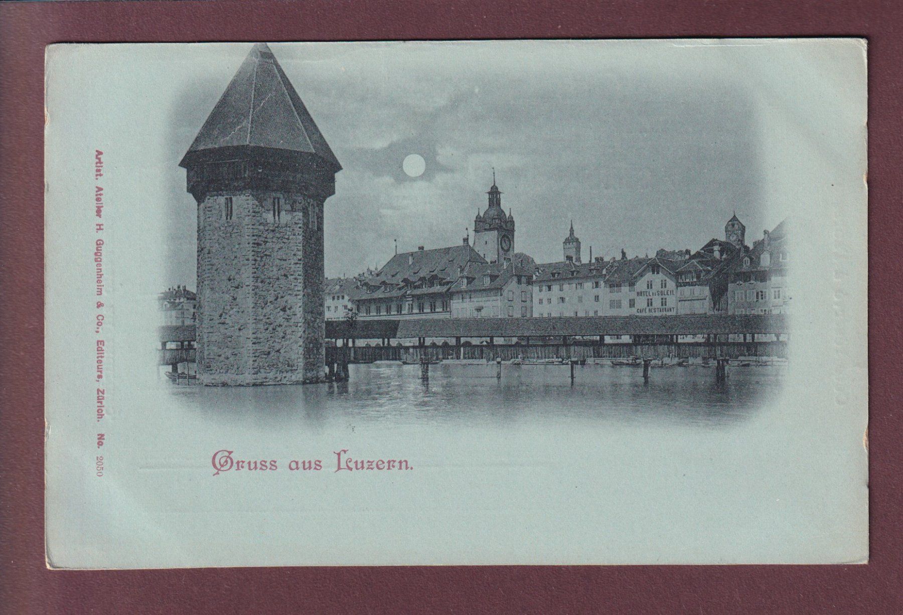 Cartoline postali: Gruss aus LUZERN - Wasserturm - Mondschein – Usato da Pully venduto da nicecards