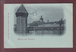 Gruss aus LUZERN - Wasserturm - Mondschein
