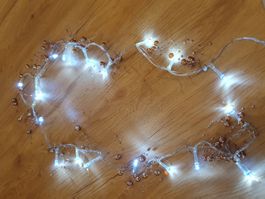 LED Lichterkette kupferfarben, kaltweiss mit Batterie 1 LED