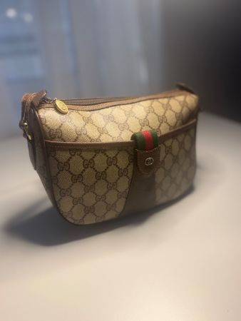 Gucci Vintage GG Monogram Umhängetasche – Beige/Braun