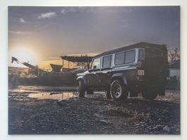 Stimmungsvoller Land Rover Defender Kunstdruck