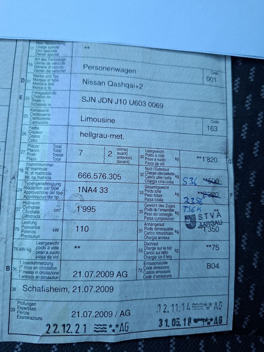 Nissan Automobili: Nissan Qashqai+2 – Usato da Sarmenstorf venduto da Taeschli01 9