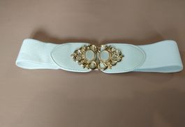 Weisser elastischer Gürtel Retro-Stil - Ceinture élastique