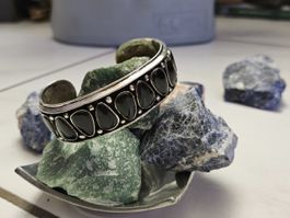 Handmade Armreif Sterling Silber mit Onix.NEU ungetragen