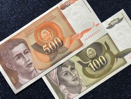 Belgrad 1991 - Jugoslawien - 100 & 500 Dinara UNC