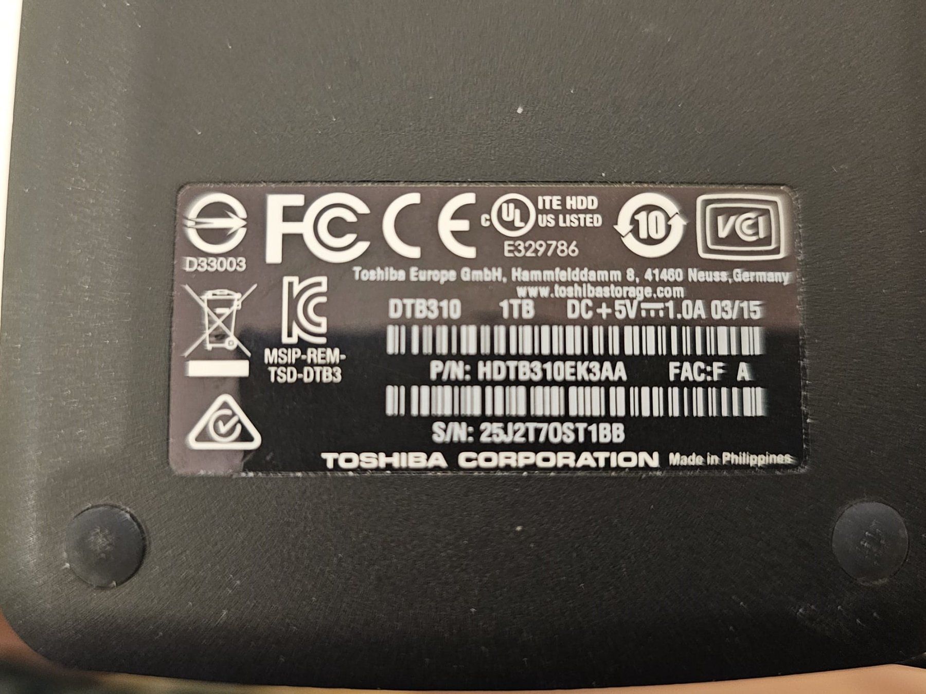 Toshiba Disques durs: Ext. Festplatte Toshiba – D'occasion à Wallisellen par 125271 1