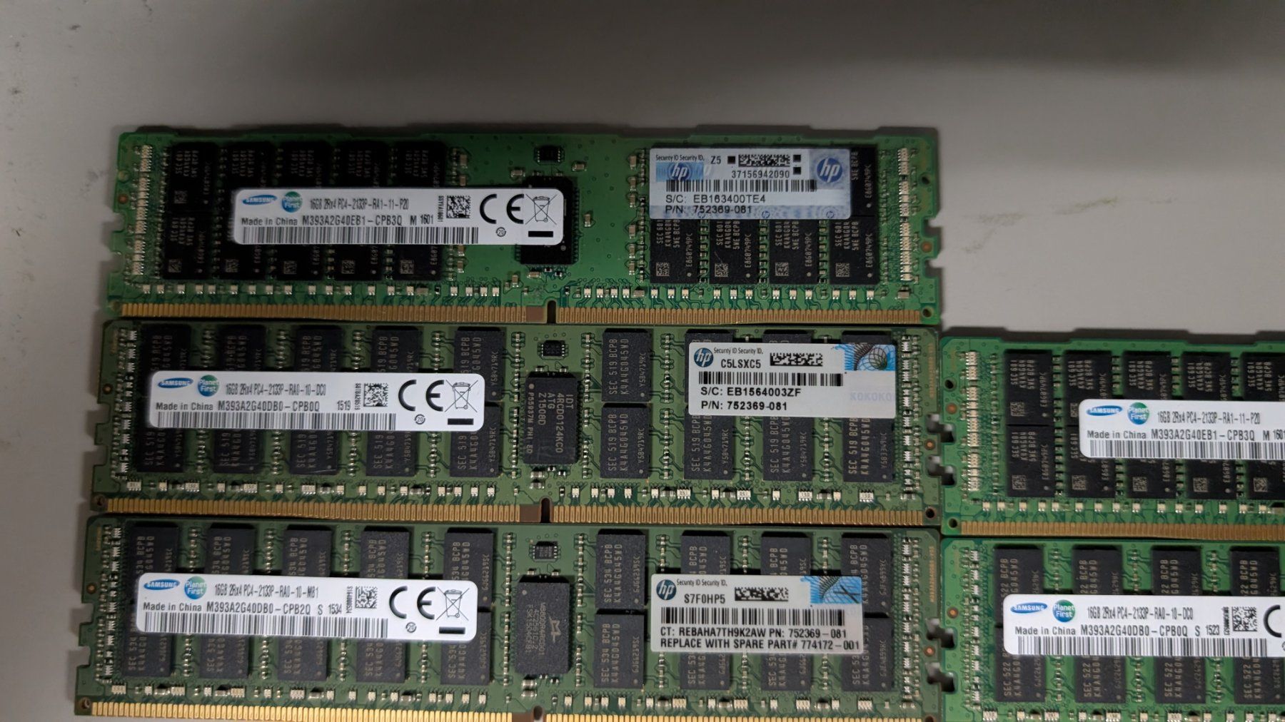 Hewlett Packard Server: 5x Samsung 16GB DDR4 ECC RDIMM PC4-2133P Server RAM 80GB – Usato da Buttikon SZ venduto da Dompressor