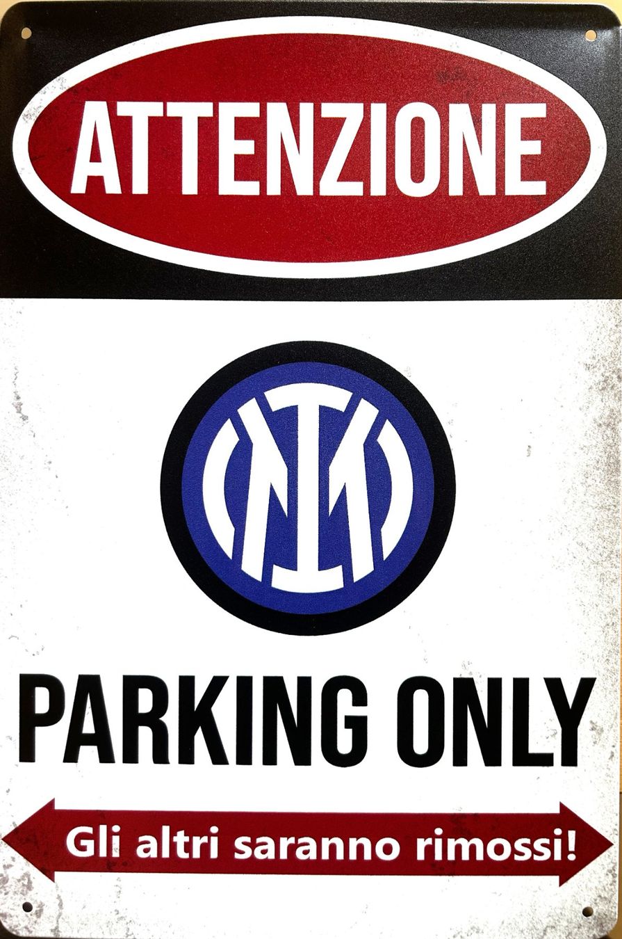 Schilder: Inter Mailand Parking Only Blechschild Italienisch San Siro – Neu und originalverpackt aus Dättlikon von easythings