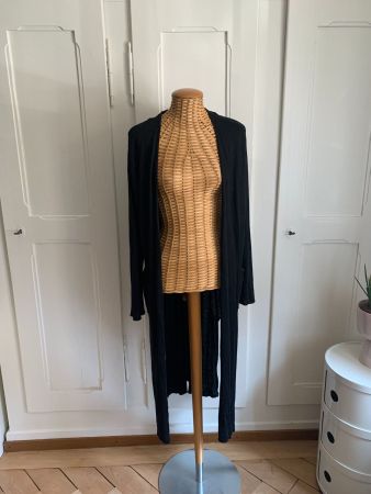 Feinstrick Jacke schwarz lang - S